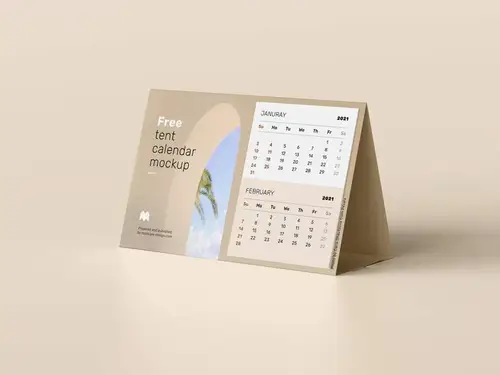 三角形桌历台历设计提案展示PSD样机模板 Tent Calendar Mockup 样机模