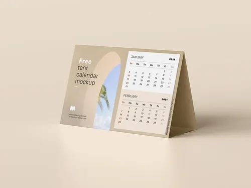 三角形桌历台历设计提案展示PSD样机模板 Tent Calendar Mockup