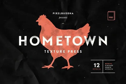 12种老式复古家乡老照片文字效果PSD模板 Hometown