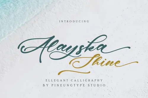 优雅书法风格英文连体字体 Alayska