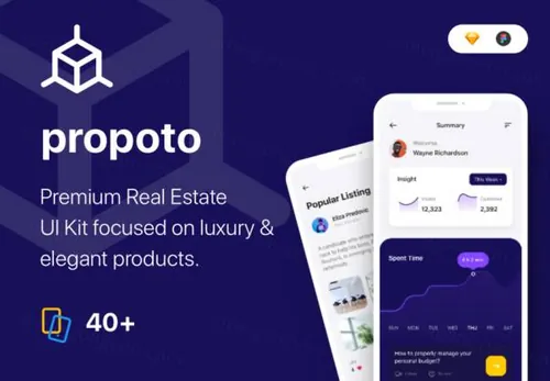 高级房地产中介出售租赁移动APP界面素材 Propoto UI Kit