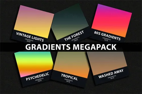 复古迷幻蒸汽波嬉皮士风格渐变配色方案大合集 Gradients Meg