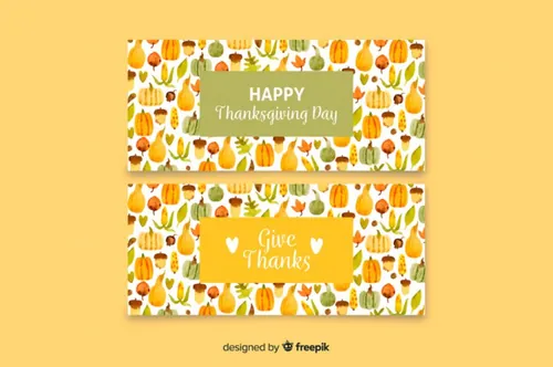 感恩节矢量海报模版 Happy Thanksgiving Vector Banner