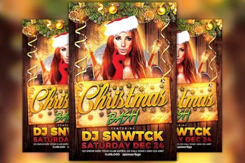 圣诞节促销海报制作模板 Christmas Bash Flyer Template