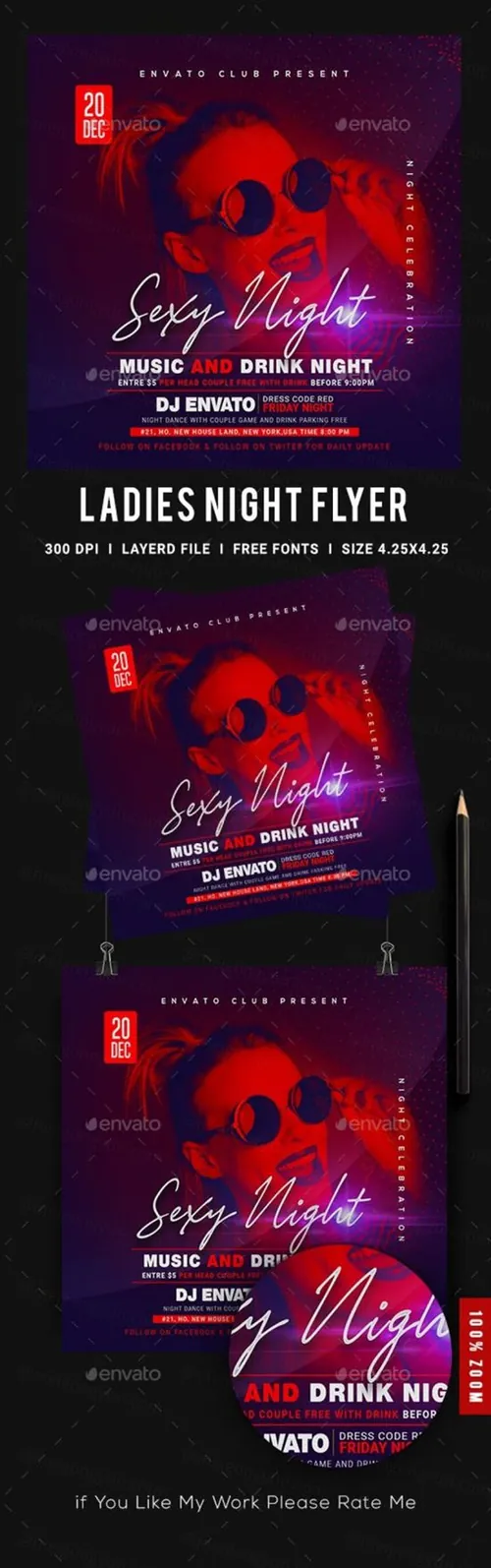 性感女士之夜音乐派对传单模板