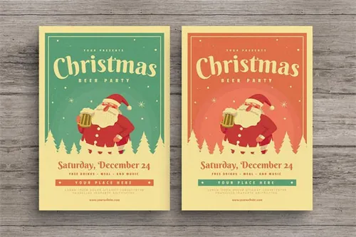 圣诞啤酒活动派对宣传单模板Christmas Beer Event Party Flyer