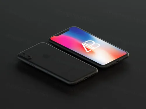 iPhoneX手机正面和背面贴图样机Matte Black iPhone X Mockup