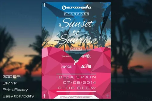 日落至日出海报设计模板 Sunset to Sunrise Flyer