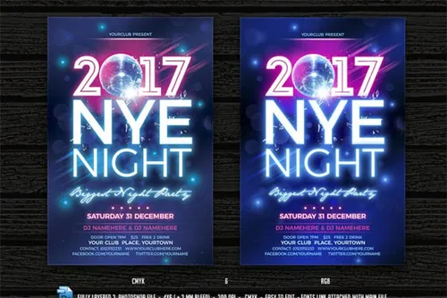 酷炫的新年海报模板 New Year Eve