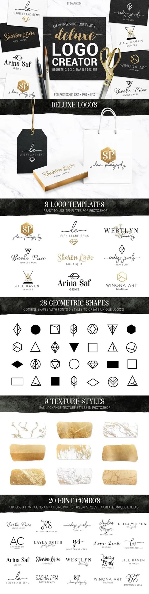 奢华金箔几何图案标志Logo模板 Deluxe-geomet