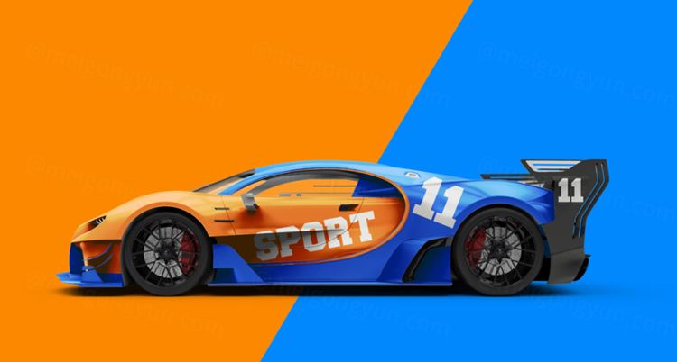 跑车运动品牌车身广告设计提案样机PSD模板 Sport car Mockup