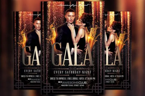 化妆晚会邀请函海报制作模板 Gala Flyer Template