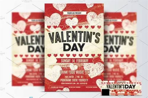 情人节海报背景模板 Valentines Day Flyer