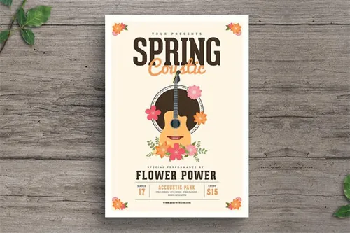 春天音乐宣传海报模板 Spring acoustic Flyer