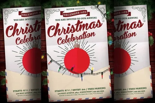 复古圣诞节海报模板 Christmas Event Flyer Template