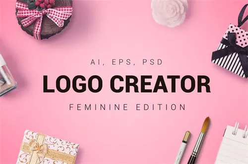 一套优雅的女性LOGO标志徽章快速生成套件工具包 Feminine Logo Creator