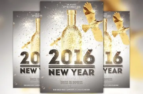 金色新年庆祝海报制作模板 New Year Gold Flyer Template
