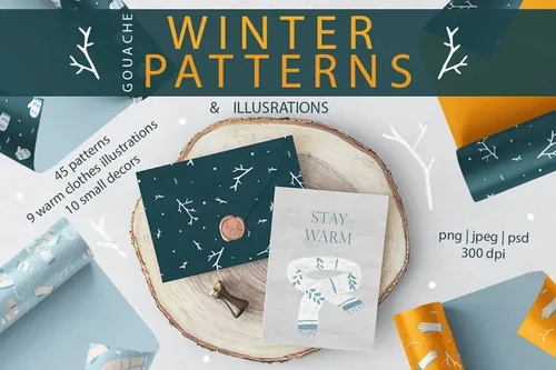 冬日圣诞主题无缝背景元素Winter_Christmas_p