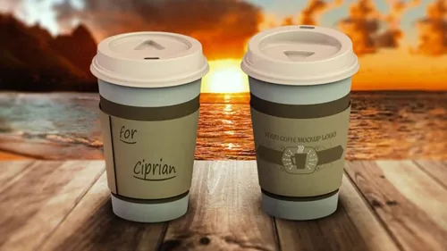 咖啡杯模型PSD贴图模板Coffee Cup Logo Mockup