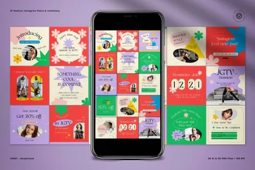 时尚潮流配色酸性艺术自媒体推广排版PSD模板素材 Engagement