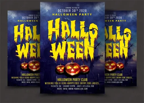 万圣节海报制作模板 Halloween Party Flyer