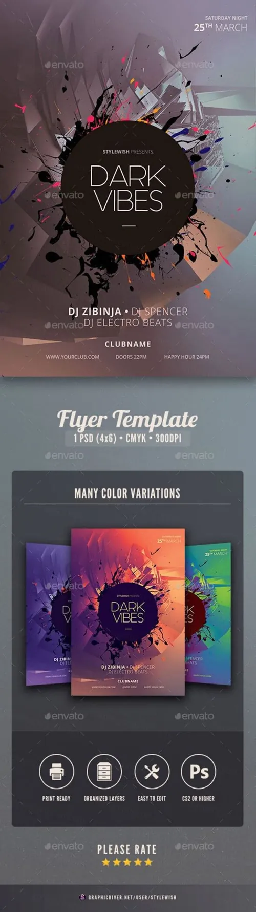 DJ俱乐部音乐派对传单设计