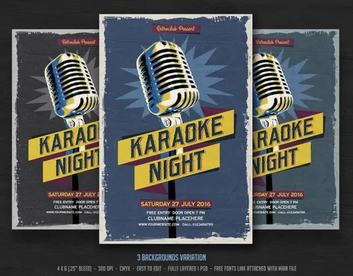 歌唱比赛海报模板下载 Karaoke Night