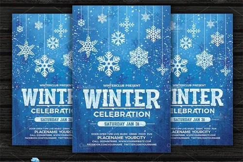 冬季庆祝海报设计模板 Winter Celebration Flyer