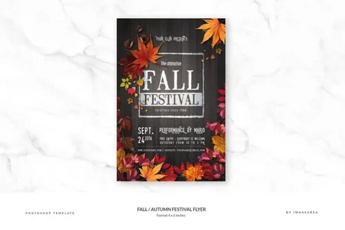 秋季节日传单设计模板 Fall Autumn Festival Flyer