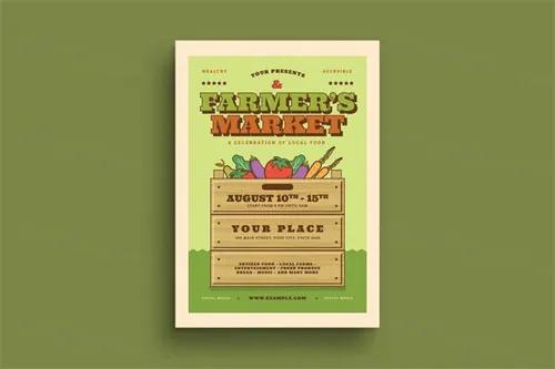 农民市场活动传单 Farmer’s Market Event Flyer