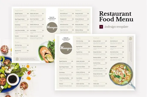 优雅多用途的高品质菜单菜谱设计模板mangan-restaurant