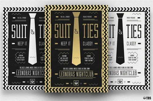 创意西装领带图案传单海报模板  Suit and Tie Flyer PSD V3