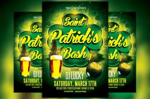 圣帕特里克节传单模板 St. Patricks Day Bash Flyer Template