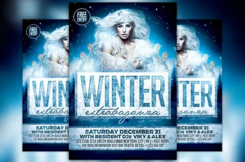 优雅冬季人物海报模板 Elegant Winter Party Flyer Template