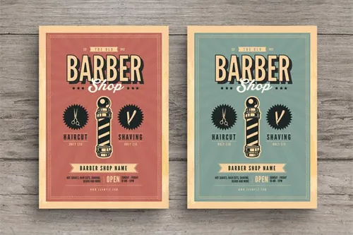 复古风理发美发店广告海报模板 Old Retro Barbershop Flyer