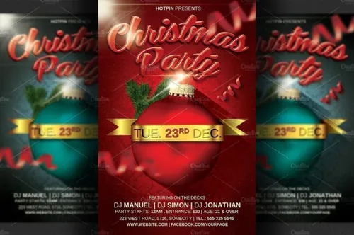 圣诞节排队宣传单制作模板 Christmas Party Flyer Template v2