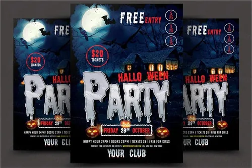 万圣节海报设计模板 Halloween Flyer