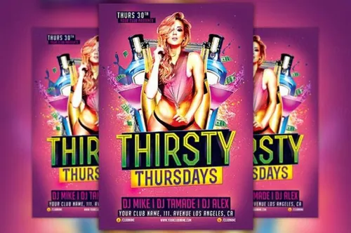 人物海报设计模板 Thirsty Thursdays Flyer Template