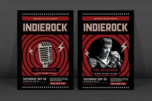 摇滚海报背景模板 Indie Rock Flyer