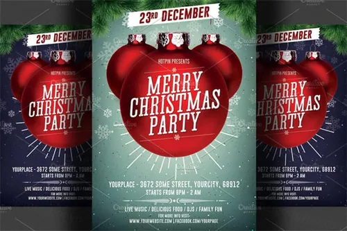 圣诞晚会传单制作模板 Christmas Party Flyer Template