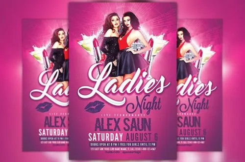 夜店晚会海报设计 Ladies Night Flyer Template
