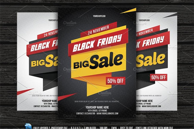 黑色星期五传单设计模板 Black Friday Flyer