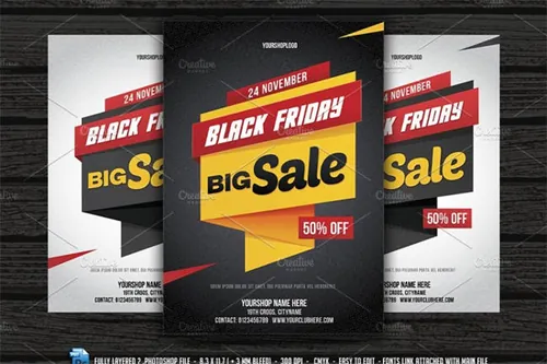 黑色星期五传单设计模板 Black Friday Flyer