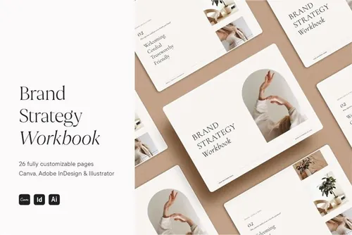 优雅的极简主义化妆师摄影师美妆博主女性品牌VI设计指南手册