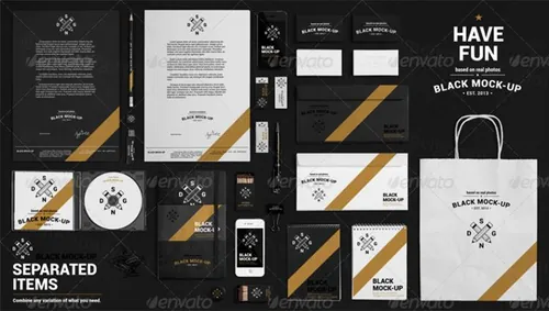 黑色系列VI提案贴图   VI提案贴图  Branding / Identity Mock-Up