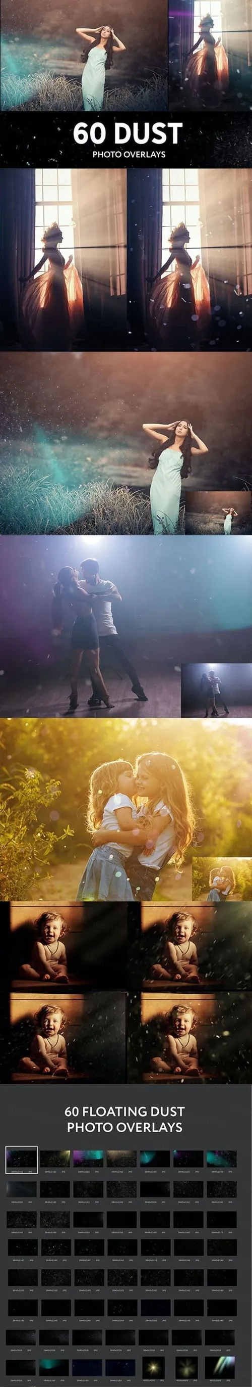 60款漂浮的尘埃浮沉效果图片叠加素材 Floating Dust Photo Overlays