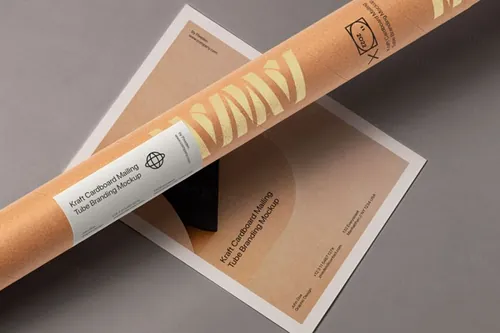 高质量瓦楞纸筒企业品牌VI设计贴图样机模板 Cardboar