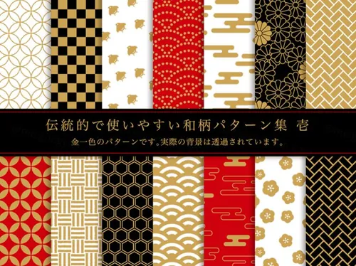 日式和风传统图案贺卡布艺贴图图案
