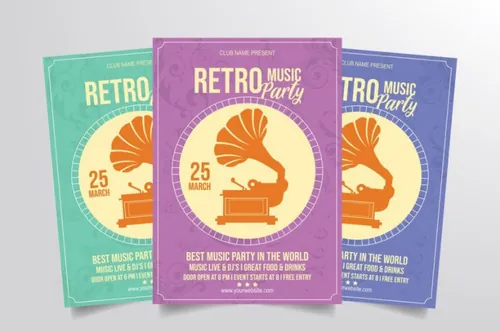 复古怀旧音乐主题海报设计模板 Retro Music Party Flyer