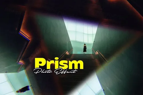 三棱镜折射玻璃反射梦幻照片艺术处理特效滤镜PS模板 Tria